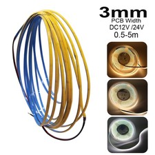 COB LED strip light white 3mm wide 384leds/m DC12V 24V Flexible Tape Light