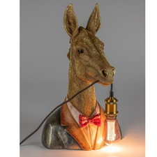 dekorative Tischlampe goldener Esel im Frack H. 50cm antikgold Formano