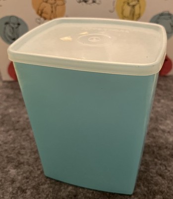 Vintage Tupperware blau Regal Sparer Vorratsbehälter mit Deckel 16 x 10 x 8 cm