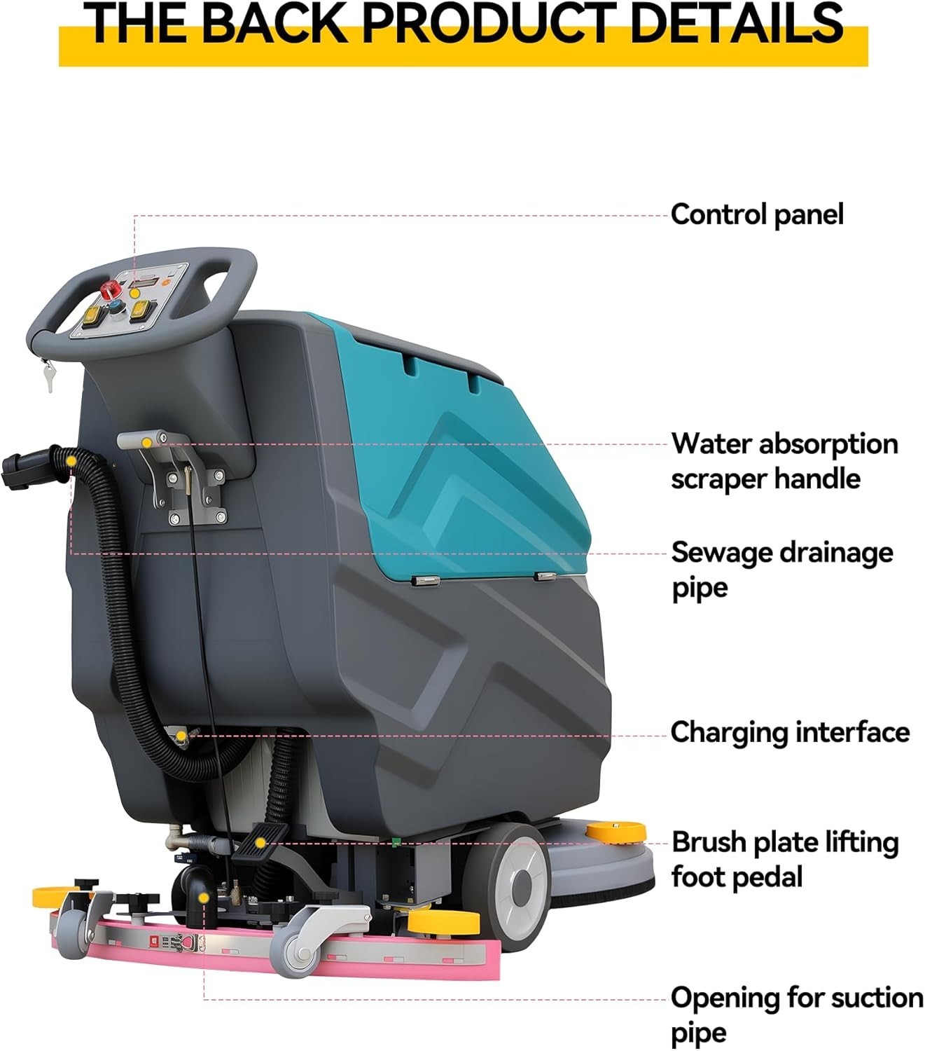 22" Walk-behind Floor Scrubber Dryer Machine 32000 Sqft/h 18.5-gal 31.5" Suction