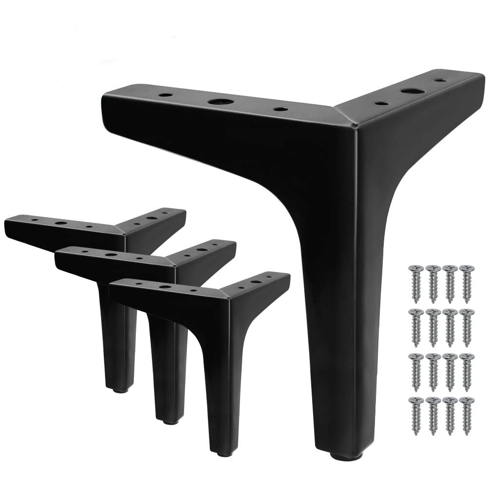 4pcs 7 Inch Furniture Legs, Modern Style Furniture Sofa Legs Metal Matte Black T