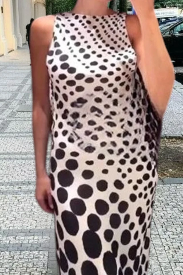 G1N con etiquetas 169 Vestido Zara Acampanado Gasa Largo Negro Blanco Lunares ZW Collec Foto 2 de 4