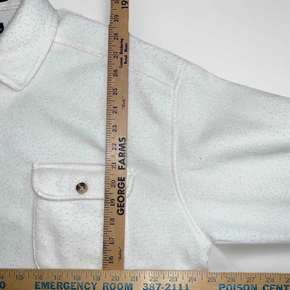 VTG Regatta Men's Fleece Shacket White Mens L Long Sleeve Button Up Shirt Jacket - Image 4 of 4