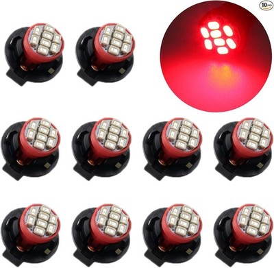LED Dash Instrument Light Bulbs Pure Red with Twist Lock Socket, Ex Color: Red