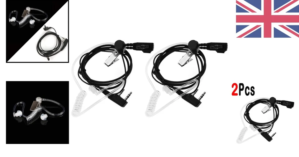 2 Pack Covert Acoustic Tube Earpiece with PTT Mic for Kenwood Two-Way Radios - Image 2 of 4