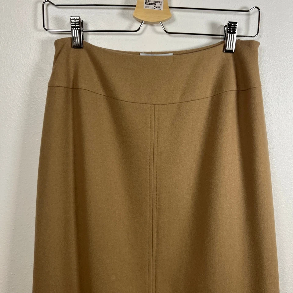 VTG Harvé Benard Wool Skirt Sz. S Camel Brown Zip Front Midi Preppy Academia - Image 3 of 4