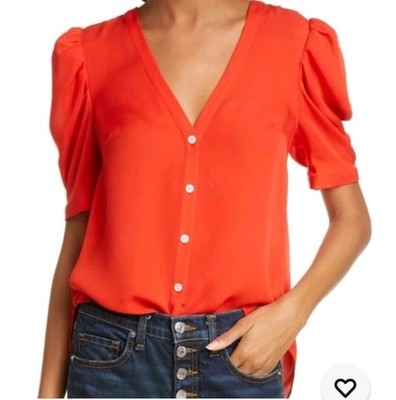 New Veronica Beard Womens *IN SALMON* 100% Silk Garland Blouse Top US 00