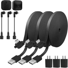3 Pack 30ft Power Cable & Adapter – Weatherproof Extension for Blink Cameras