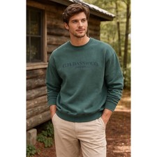 GH Bass Co Men's Forest Green Embroidered Logo Pullover Crewneck Sweatshirt XL
