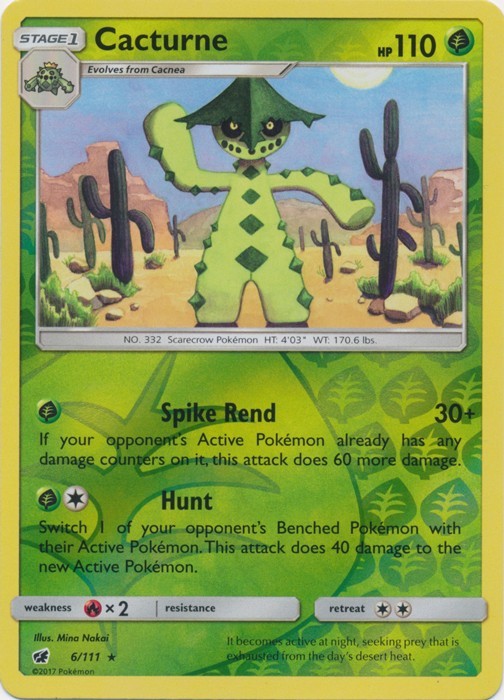 Cacturne 6/111 Rare Reverse Holo Crimson Invasion Pokemon Lightly Played