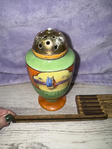 Lusterware Sugar Shaker 6” Hand Painted Vintage Japan Noritake ? Sailboat Gold - Picture 10 of 10
