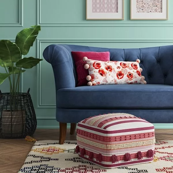 OPALHOUSE LORY POUF Ottoman Round Stool Rose TUFTED TASSELS NEW eBay
