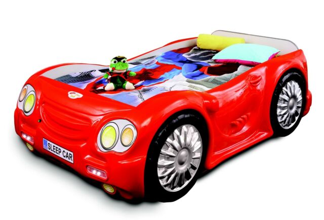 Bett Kinderbett Sportwagen Autobett Design Kind Kinderzimmer Jugendbett in Rot Bett Kinderbett Sportwagen Autobett Design Kind Kinderzimmer Jugendbett in Rot