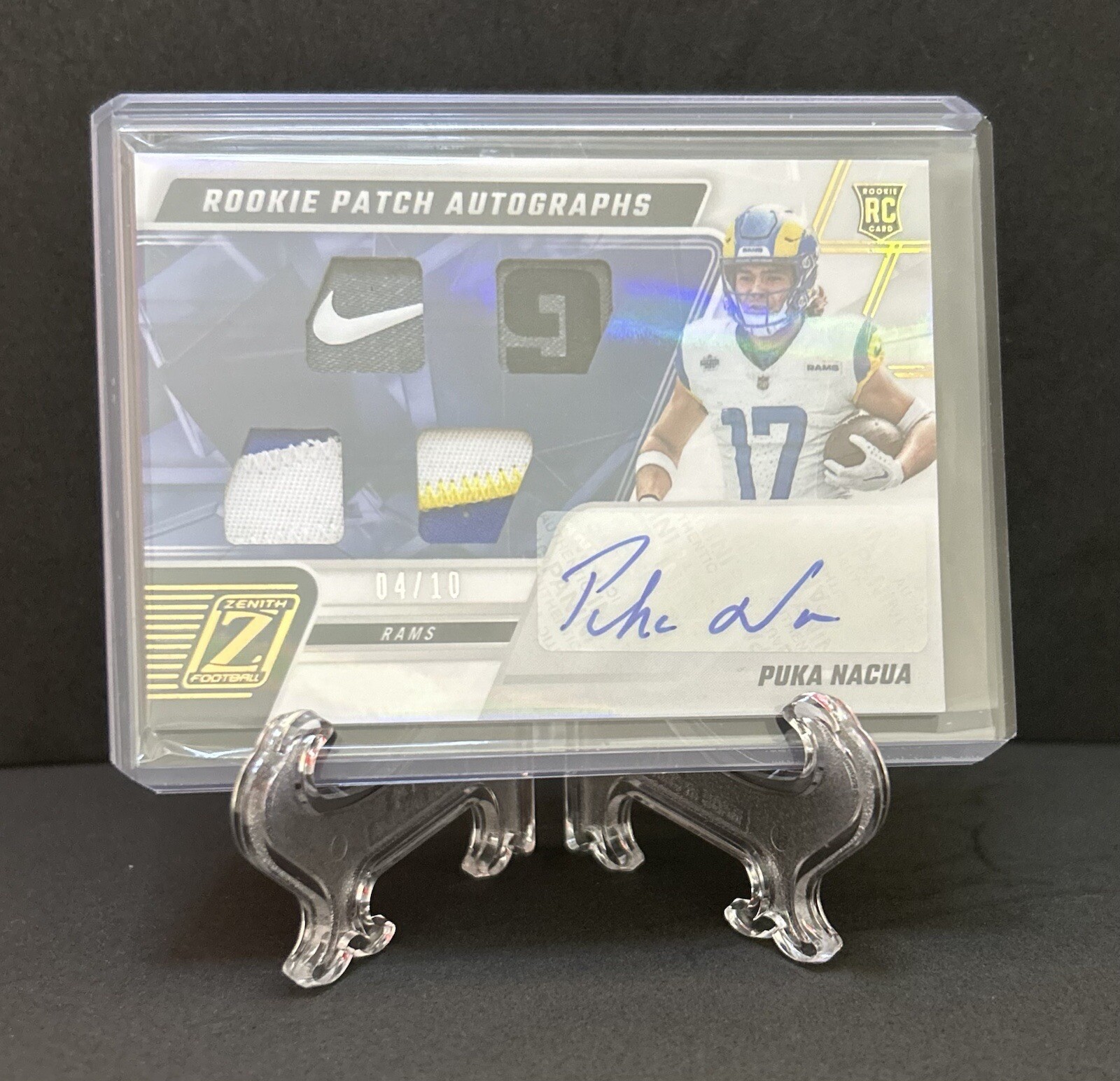 2023 Panini Zenith Puka Nacua Rookie Patch Autograph (Gold)(Quad Patch) 04/10