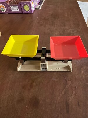 Ohaus School Balance Scale - Metal with Red Yellow Trays - No weights included