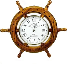Wooden Natural Handcrafted Pirate Steering Ship Wheel with Glass Face Numeral