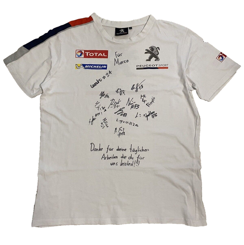 PEUGEOT SPORT FORMULA 1 VINTAGE RALLY RACING SIGNATURE SHIRT TRIKOT GR XXL