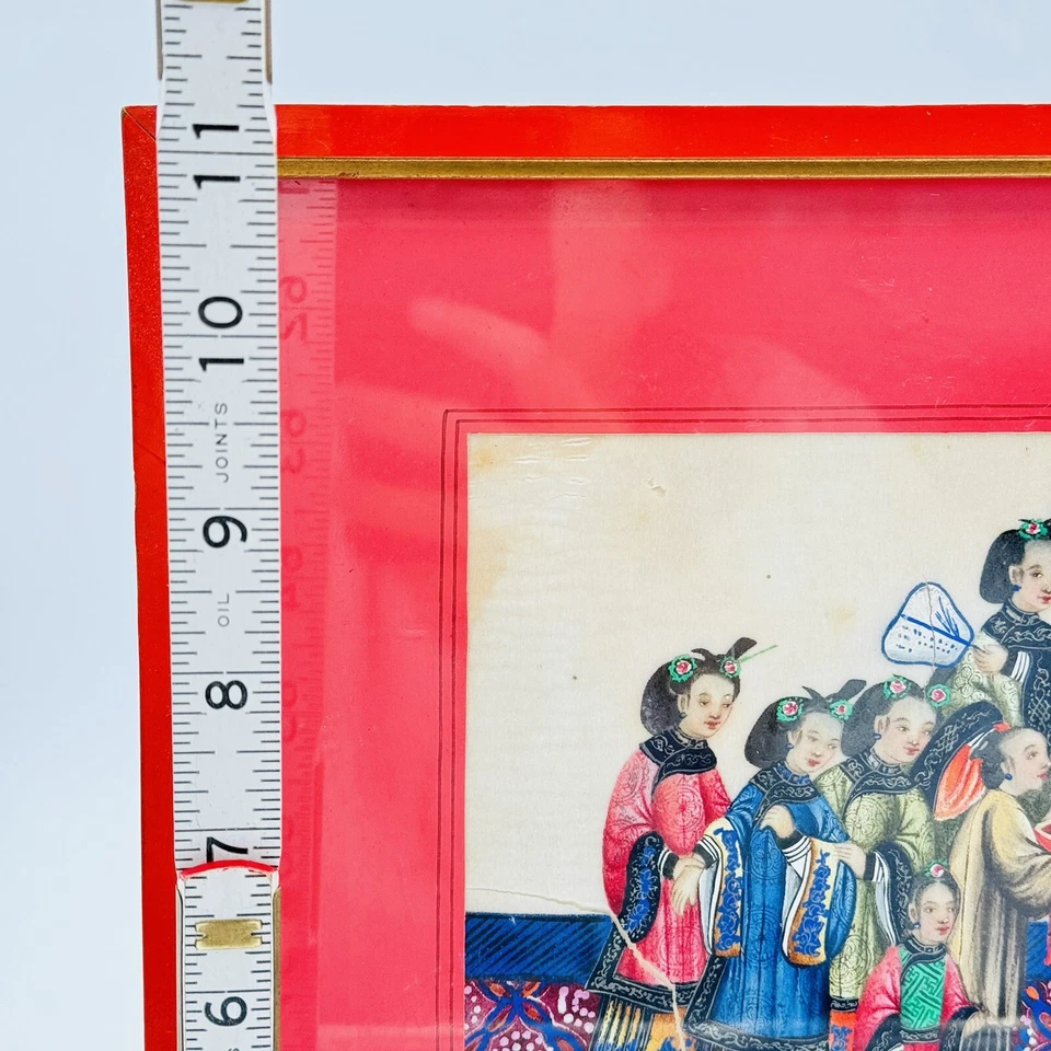 Pintura gouache montada china sobre papel médula siglo XIX alrededor de 1820 rituales Foto 3 de 4