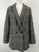 NEW! Talbots Wool Houndstooth Blazer Jacket sz 10 Plaid Double Breasted Classic