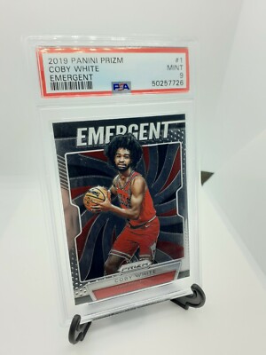 Coby White RC PSA 9 2019-20 Panini Prizm Emergent Chicago Bulls NBA  