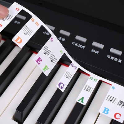 Removable Piano Keyboard Note Labels Reusable Silicone 61/88 Keys Piano Sticker 