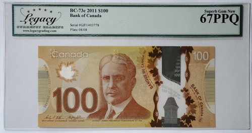 2011 CANADA $100 DOLLAR BILL - LEGACY CERTIFIED 67PPQ - BANKNOTE - Picture 2 of 5