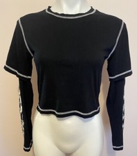 Mint    KILLSTAR Shirt Long Sleeve Black Witchy Rock Goth Crop Top Small