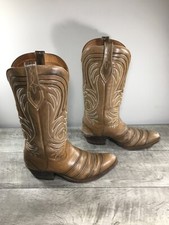 Dan Post Brown Leather Cowboy Western Rancher Riding Mens Boots Size 8 Vintage