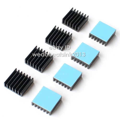 100 pièces dissipateur chauffant noir en aluminium anodisant 14 x 14 x 6 mm refroidisseur à faire soi-même avec ruban thermique - Photo 5/9
