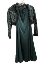 Vintage SOIR DOLCE Green Dress Formal Frill Outerwear 9 M Japan