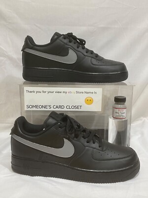 Nike Air Force Low Black (Grey Taupe Custom Painted Swoosh) SC-#36B