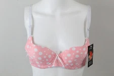 Women's Bra Underwire Lace Up Detail Dots Size 36C LILY Pink NWT