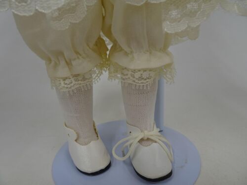 16 Zoll Porzellan Mädchen Puppe blaue Augen blond lockiges Haar rosa Kleid mit Ständer FR54 - Bild 6 von 10