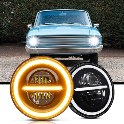 For Ford Falcon Sedan Delivery 1961-1965 7'' Seal Round Led Headlight Angel Eye