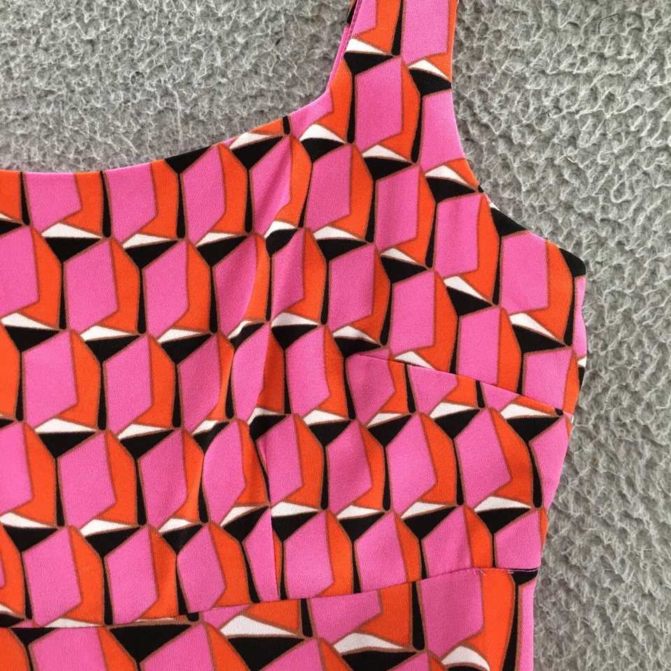 Mini Vestido Diane Von Furstenberg 4 Rosa Naranja Cremallera Lateral Redondo Foto 3 de 4