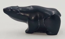 Bear Figurine Black Composite Resin Reproduction of Native Carvings Signed BOMA