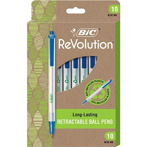 Bolígrafo retráctil ECOlutions Clic Stick azul punto medio 10 unidades oficina escuela - Imagen 1 de 1