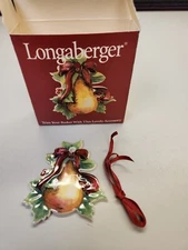 Longaberger Christmas 2000 Tie On item 36633 Pear with Holly Berry