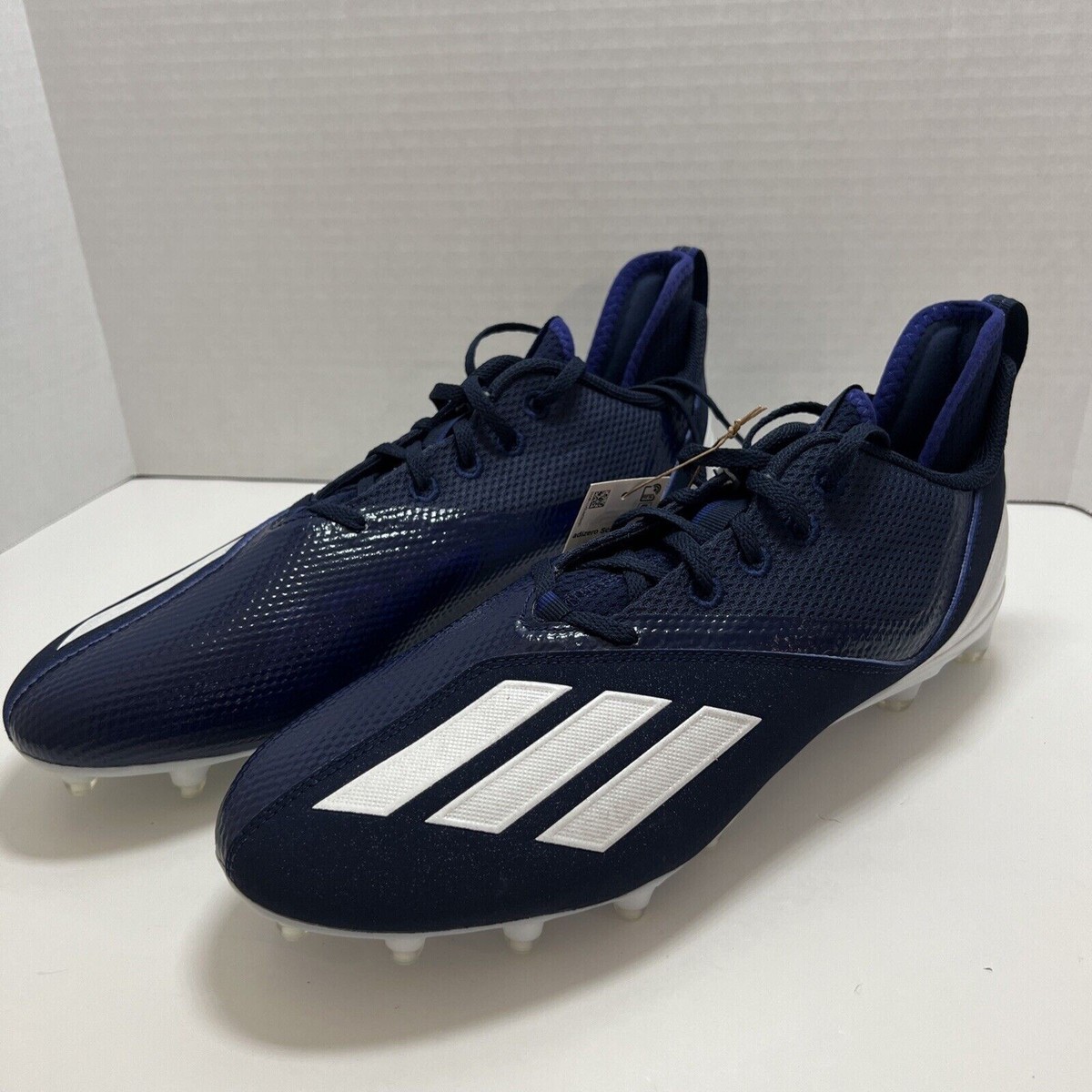 Adidas Adizero Scorch Mens Football Cleats Size 12.5 Navy Blue White FX4250 Adidas Adizero Scorch Football Cleats Navy Blue White Stripe  main image 3