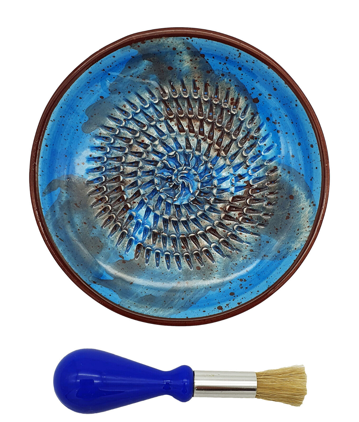 Knoblauchreibe Keramik Reibeteller Reibe Teller mit Pinsel Ingwer Muskat