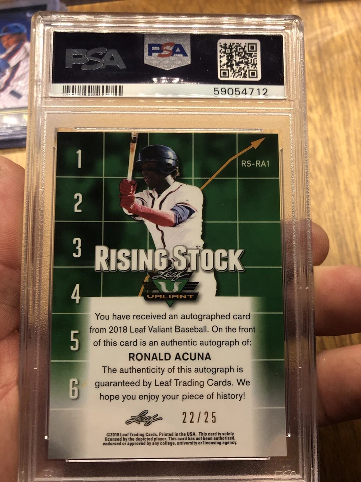 2018 Leaf Valiant Ronald Acuna Rising Stock Auto /25 PSA 9  - Image 3 of 3