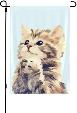 Cat Garden Flag Vertical Double Sided 12X18Inch Small Cute Cat Garden Flag for o