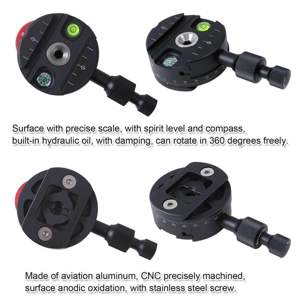 360ºCoaxial Indexing Fluid Panning Panorama Panoramic Clamp for Tripod Ball Head - Foto 3 di 16