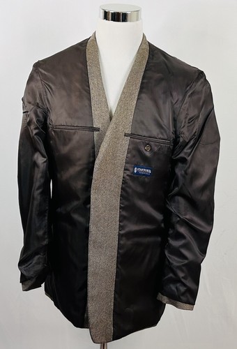 Stafford 42L Classic Fit Sport Coat w/ Elbow Patches Brown Wool Two Button - Picture 7 of 8