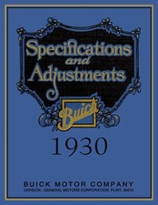 1930 Buick Specifications And Adjustments 1930 Buick Specifications And Adjustments