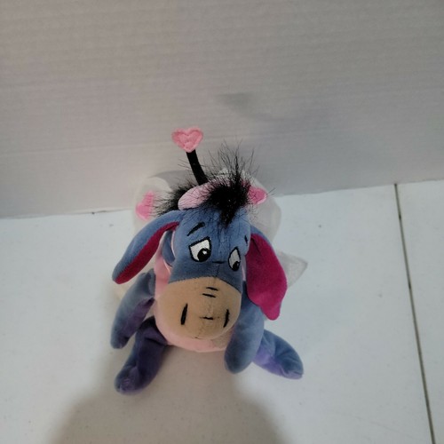 8" Eeyore Plush LOVE BUG Hearts Wings Antenna Disney Store 2000 Valentines NWT - Foto 2 di 5