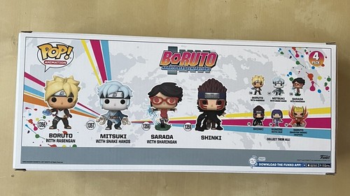 Funko Pop Vinilo Naruto Boruto Mitsuki Sarada Shinki Paquete de 4 Figura Flocada NUEVO - Imagen 7 de 8