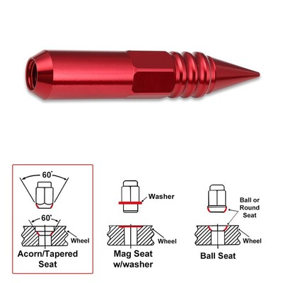 JDM RED HD STEEL M14X1.5 112MM TALL 24PCS CONCAL SEAT WHEEL LUG NUTS