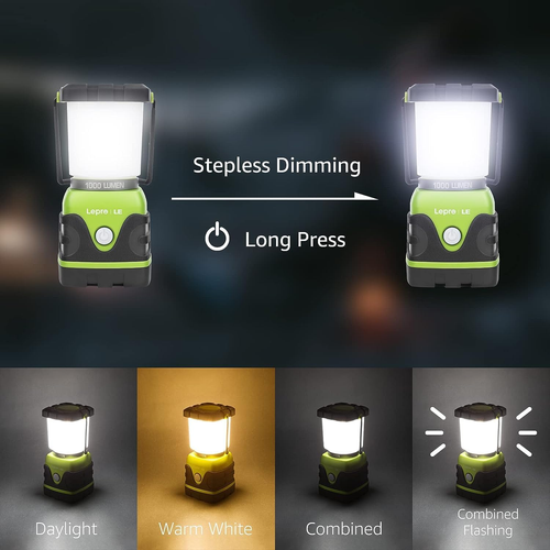 LE 1000LM Battery Powered LED Camping Lantern, Waterproof Tent Light with 4 Ligh - Picture 3 of 12