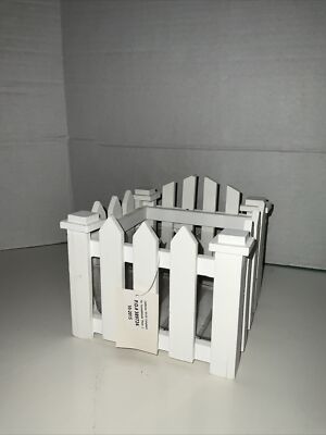 White Picket Fence Wooden Box  Planter Decor Painted NEW